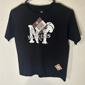 Youth Stitches Black New York Black Yankees Negro League Logo T-Shirt Small NWT